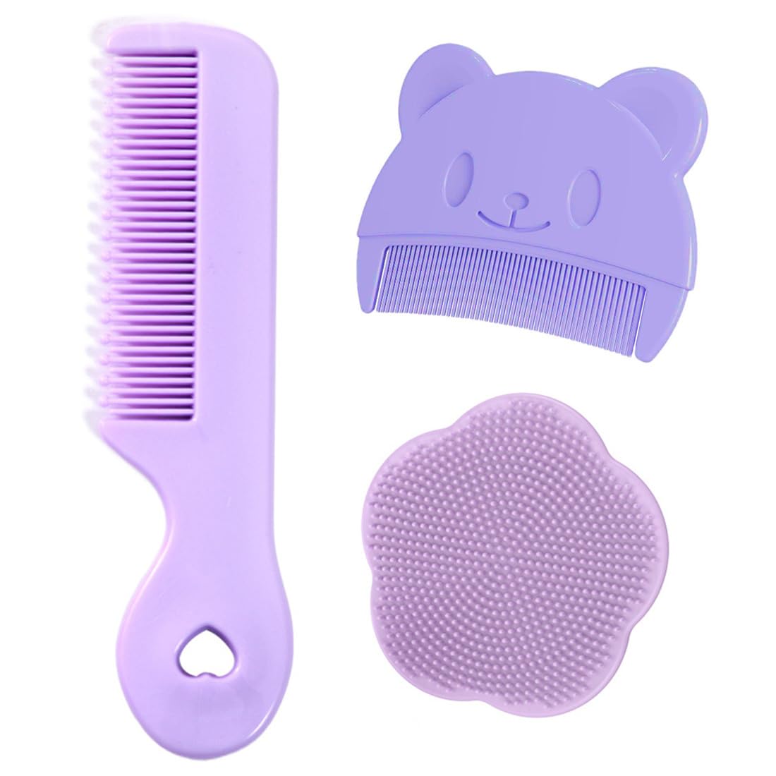 spazzola da bagno, 3 Pezzi Pettine Neonato,Pettine Crosta,Spazzola e Pettine Neonato,Pazzola per Bambini In Silicone Adatto Per Il Massaggio Del Cuoio Capelluto Del Neonato (A)