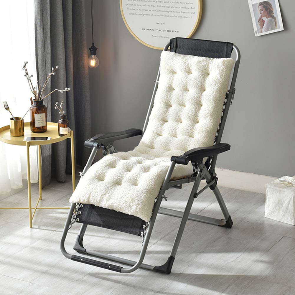 Coussin Mat Coussin Bain de Soleil pour Lounge Fauteuil Chaise Transat de Jardin Fauteuil Relax épais Outdoor Assise ，Blanc,160X50X12cm
