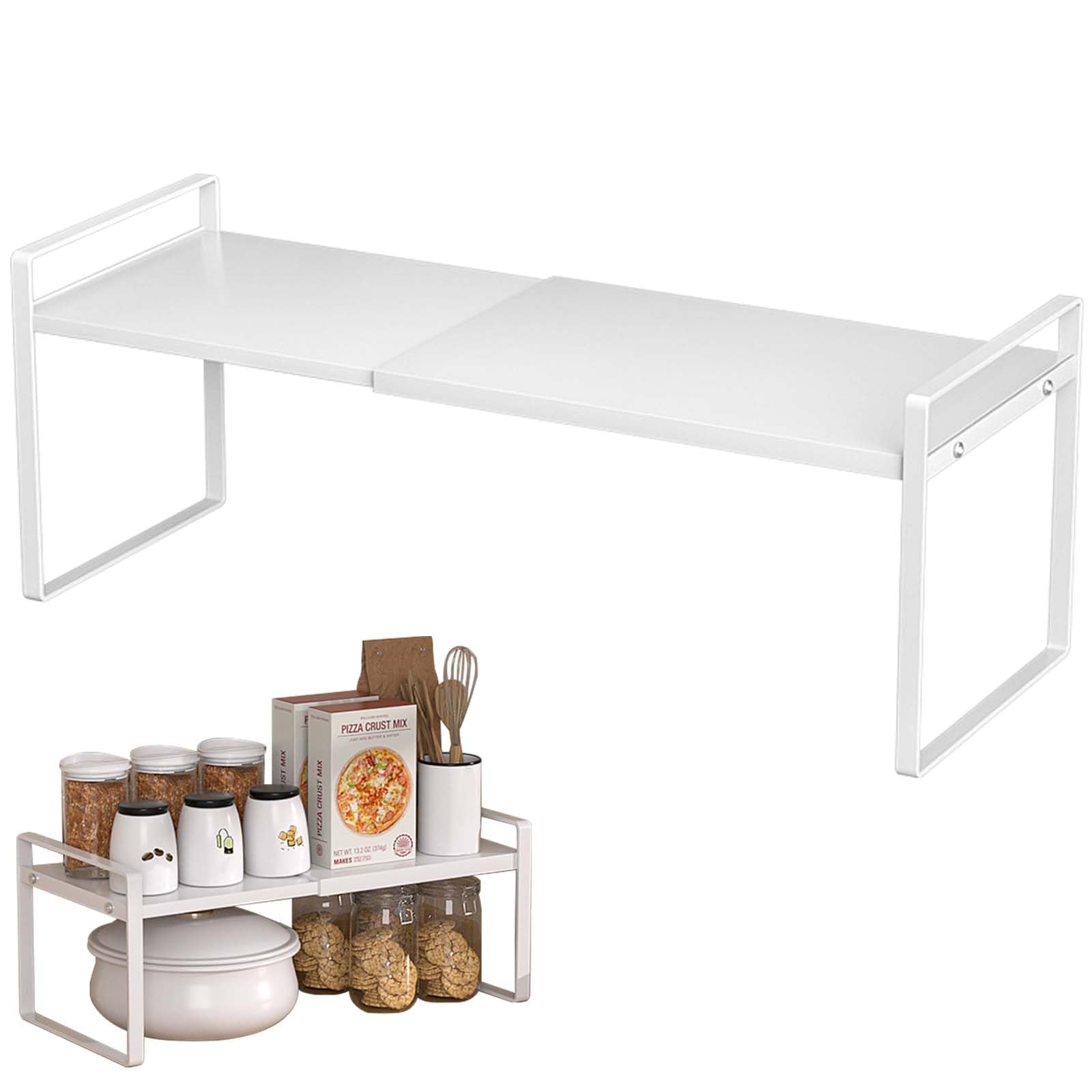 Scaffale allungabile per armadio da cucina, mensola da cucina, mensola per armadio, mensola per spezie estensibile, mensola per dispensa, organizer per armadio regolabile per banconi da cucina, 35 a