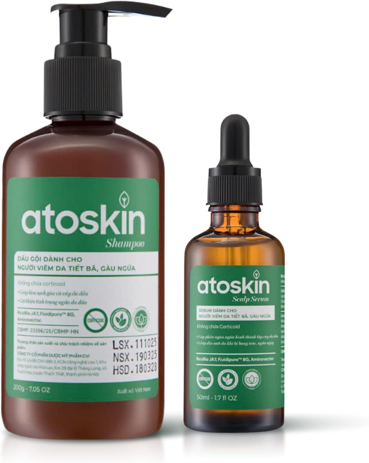 Atoskin Shampoo & Atoskin Scalp – Duo for Flaky, Oily, or Sensitive Scalp – Gentle Formula with Botanical Extracts
