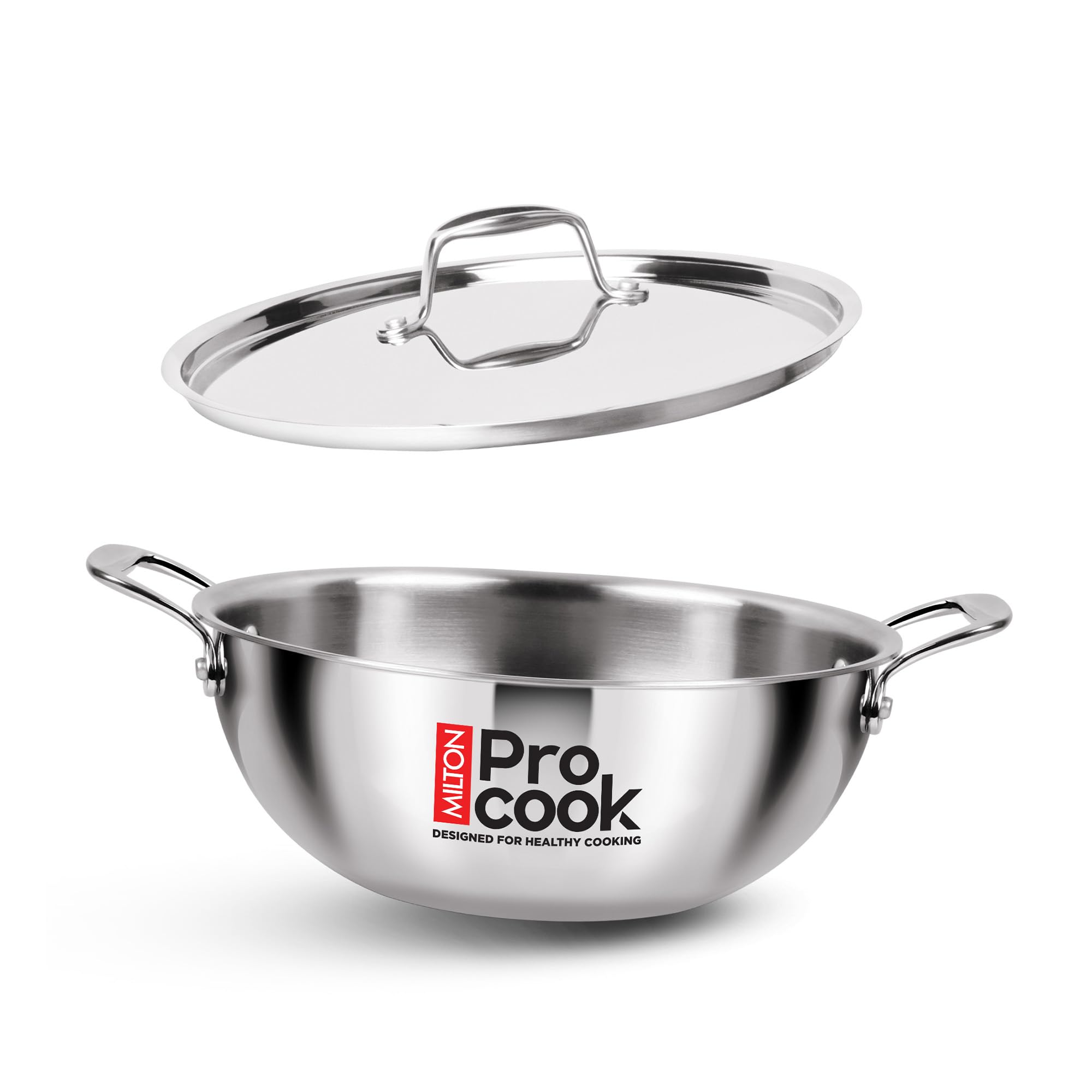 MILTON Pro Cook Triply Mini Stainless Steel Kadhai with Lid - 16 cm, 1 L | 3-Layer Thick Base, Even Heat, Less Oil Healthy Cooking,Induction & Gas Friendly Kadhai for Cooking & Deep Frying,3Y Warranty-image-22