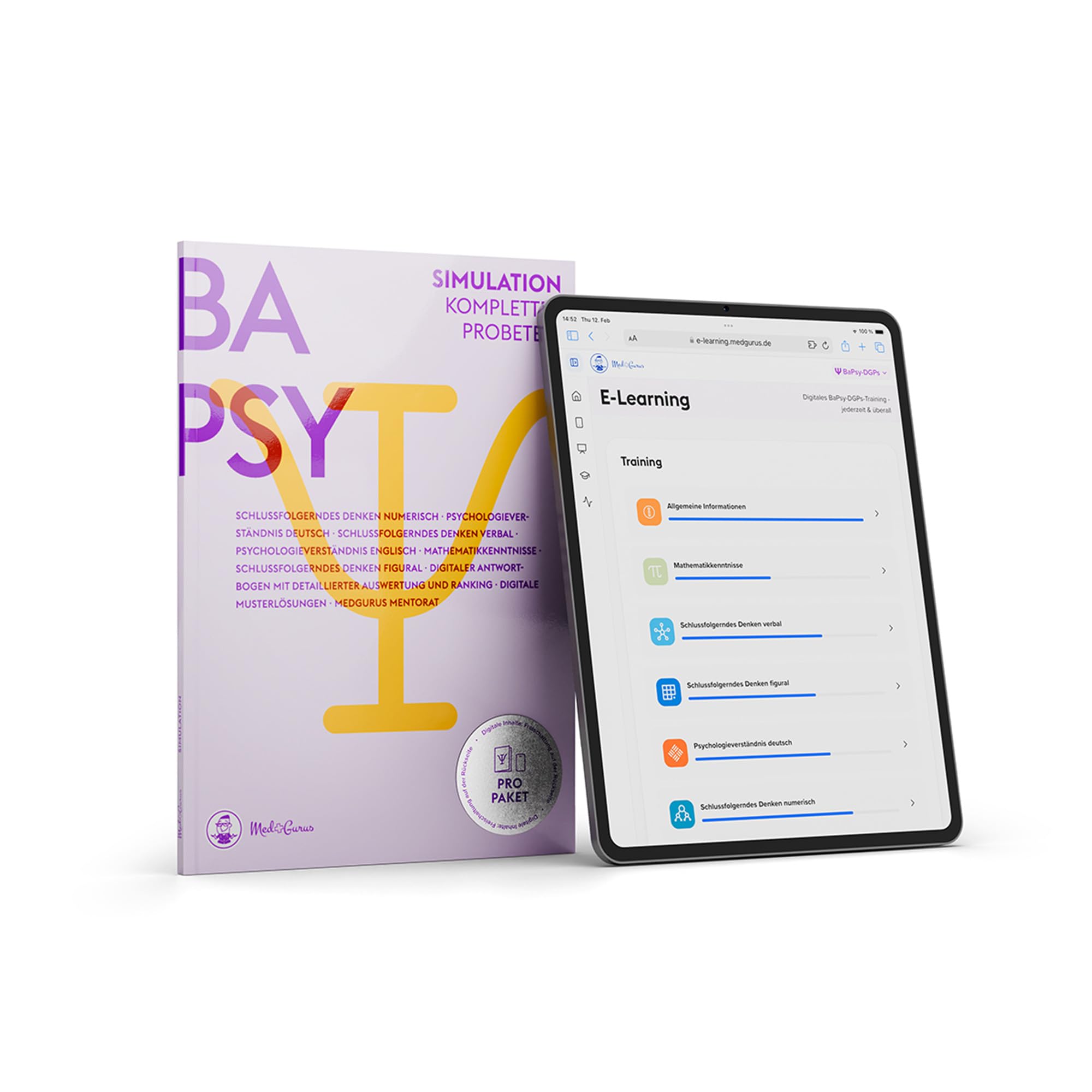 MedGurus - BaPsy-DGPs Vorbereitung - Pro Paket – Simulationsbuch & E-Learning mit über 1.250 Übungsaufgaben - zur Vorbereitung auf den Studieneignungstest Psychologie
