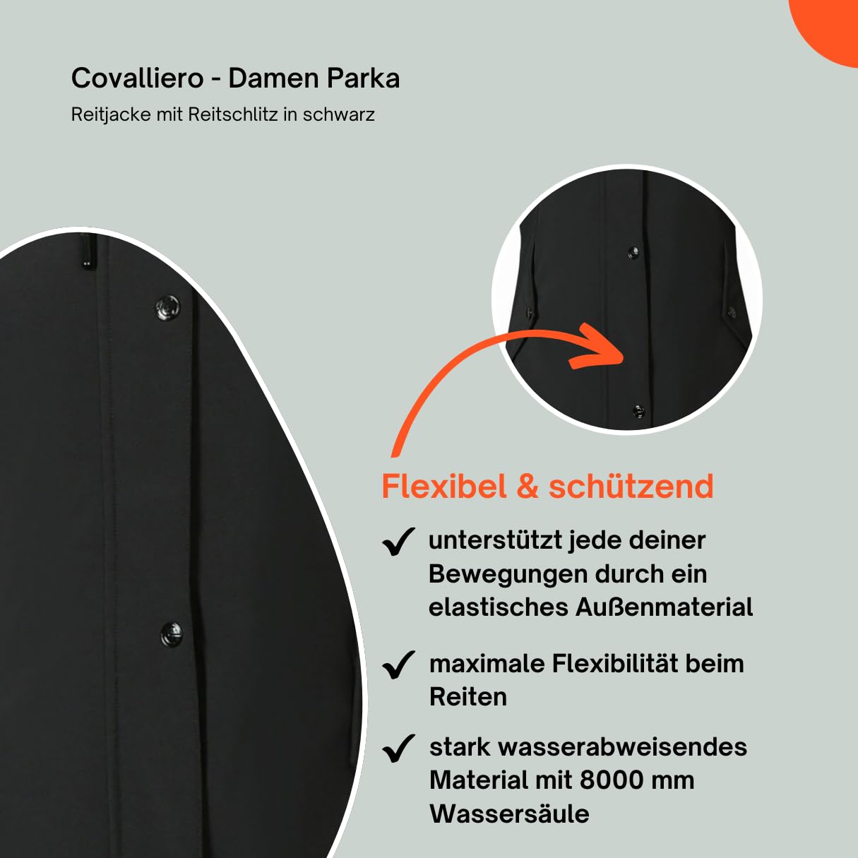 Covalliero - Damen Parka | Reitjacke mit Reitschlitz | warme Übergangsjacke mit hohem Kragen & 5 Taschen | wasserabweisende Winterjacke | Reitbekleidung in vielen Farben & Größen