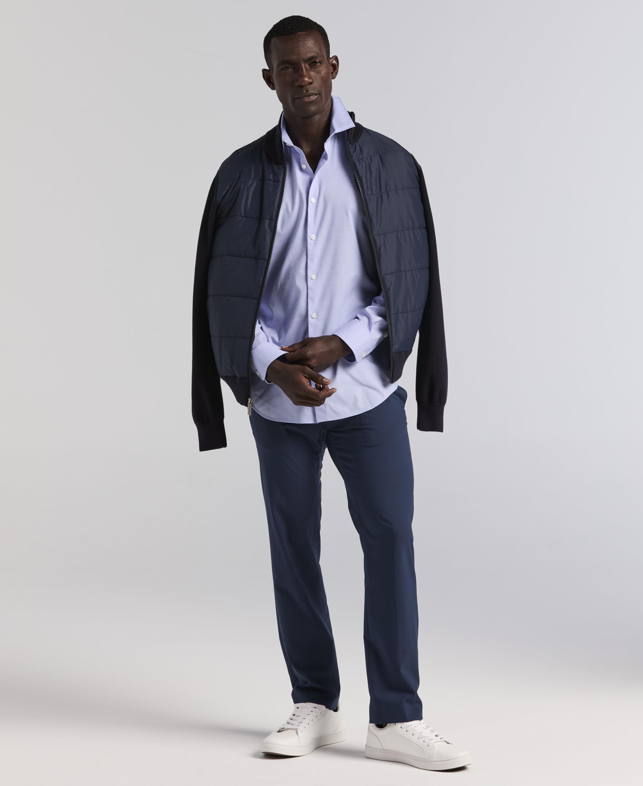 Perry Ellis Dobby Cotton Stretch Slim Fit Long Sleeve Button-Down Shirt Dobby - Camisa de algodón elástica de Manga Larga con Botones Hombre (Pack de 1)