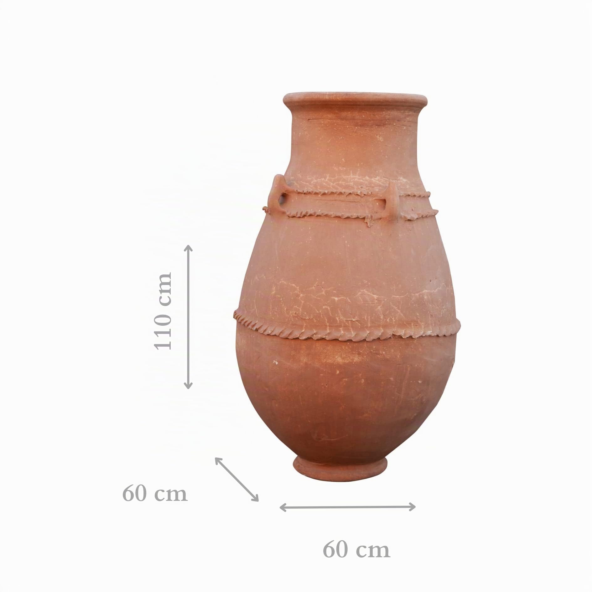 Biscottini Vaso in Terracotta artigianale 60x60x110 - Vaso da Esterno e Interno rotondo - Vasi Decorativi Grandi - Vasi per fiori Esterno - Fioriera per piante Terracotta - Fioriera balcone - Anfora