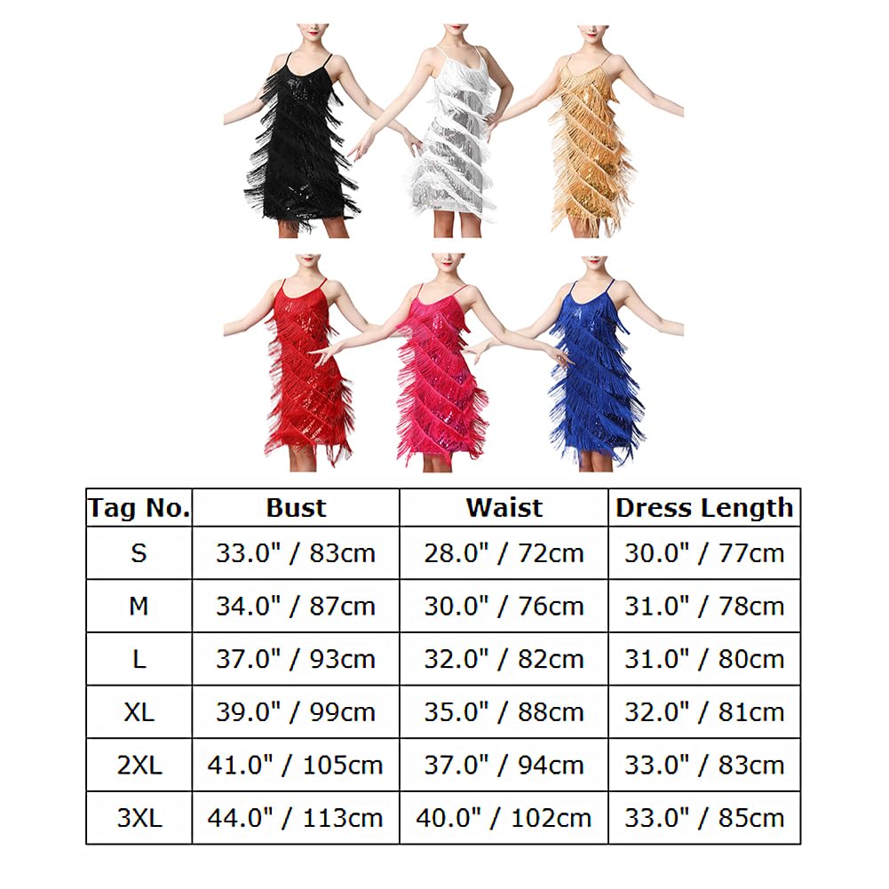 Robe à franges et paillettes pour femme - Style vintage années 1920 - Style vintage - Pour danse latine - Gatsby