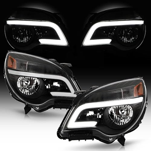 Miniatura 1 de ACANII - Para modelo halógeno 2010-2015 Chevy Equinox Negro Estilo Actualizado LED Faros Faros Faros Par Izquierdo+Derecho