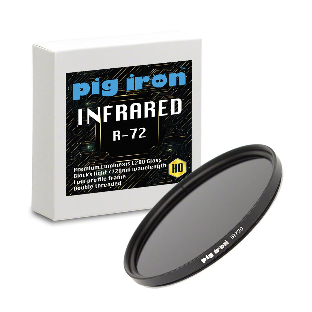 Pig Iron Pro Infrarot R72 Filter Premium Schott Glas 720nm Optisches IR-Element IR720 Für DSLR- und spiegellose Kameras (49 mm)