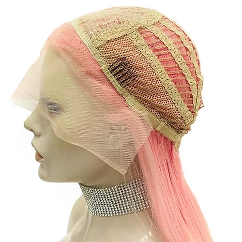 Miniatura 6 de IMSTYLE Peluca de encaje frontal para cosplay, color lima, pelucas de cabello sintético seguro para niña, disfraz de Halloween, cabello de arrastre,