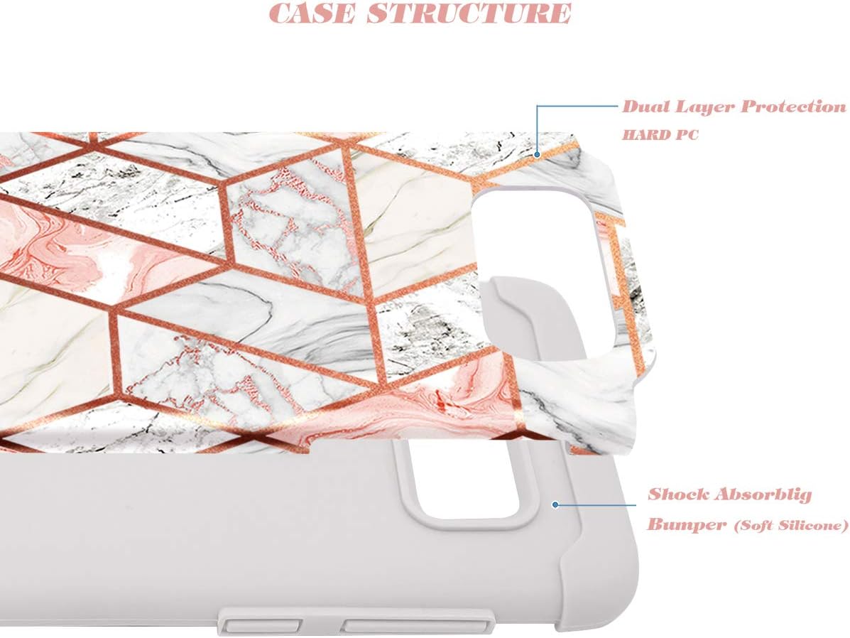 Fingic Case Compatible with S8 Case Marble Design Slim Fit Clear Bumper Soft Rubber Silicone Hybrid Hard PC Shockproof Protective Phone Case Cover for S8 (2017 Release) - Marble