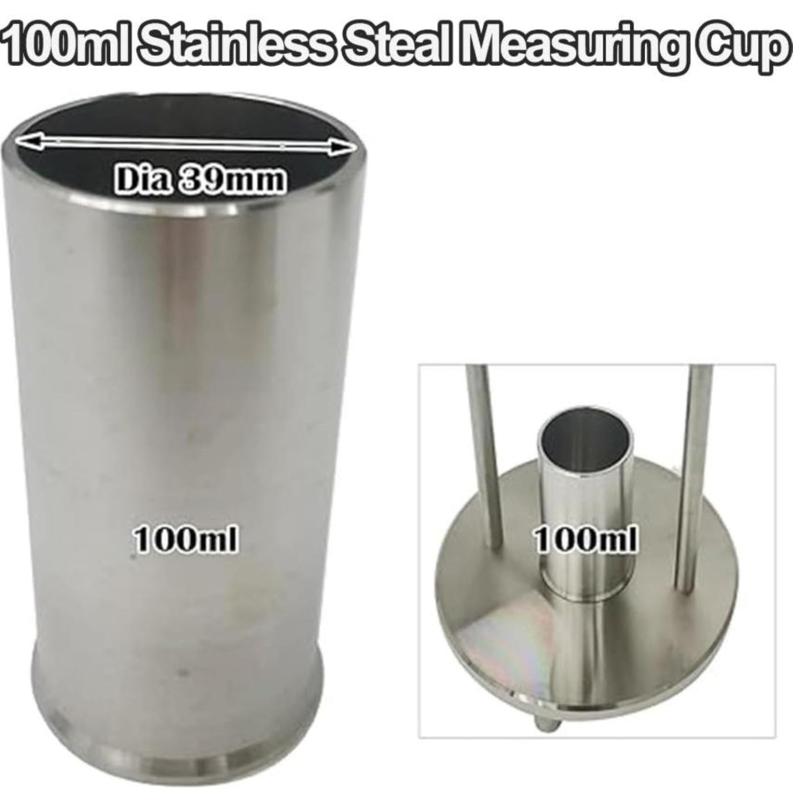 Este densímetro para Polvos, probador de Densidad aparente de Acero Inoxidable, Vaso de 100 ml, Salida de Embudo de 0,5" y conicidad de 60° para análisis de Polvos industriales