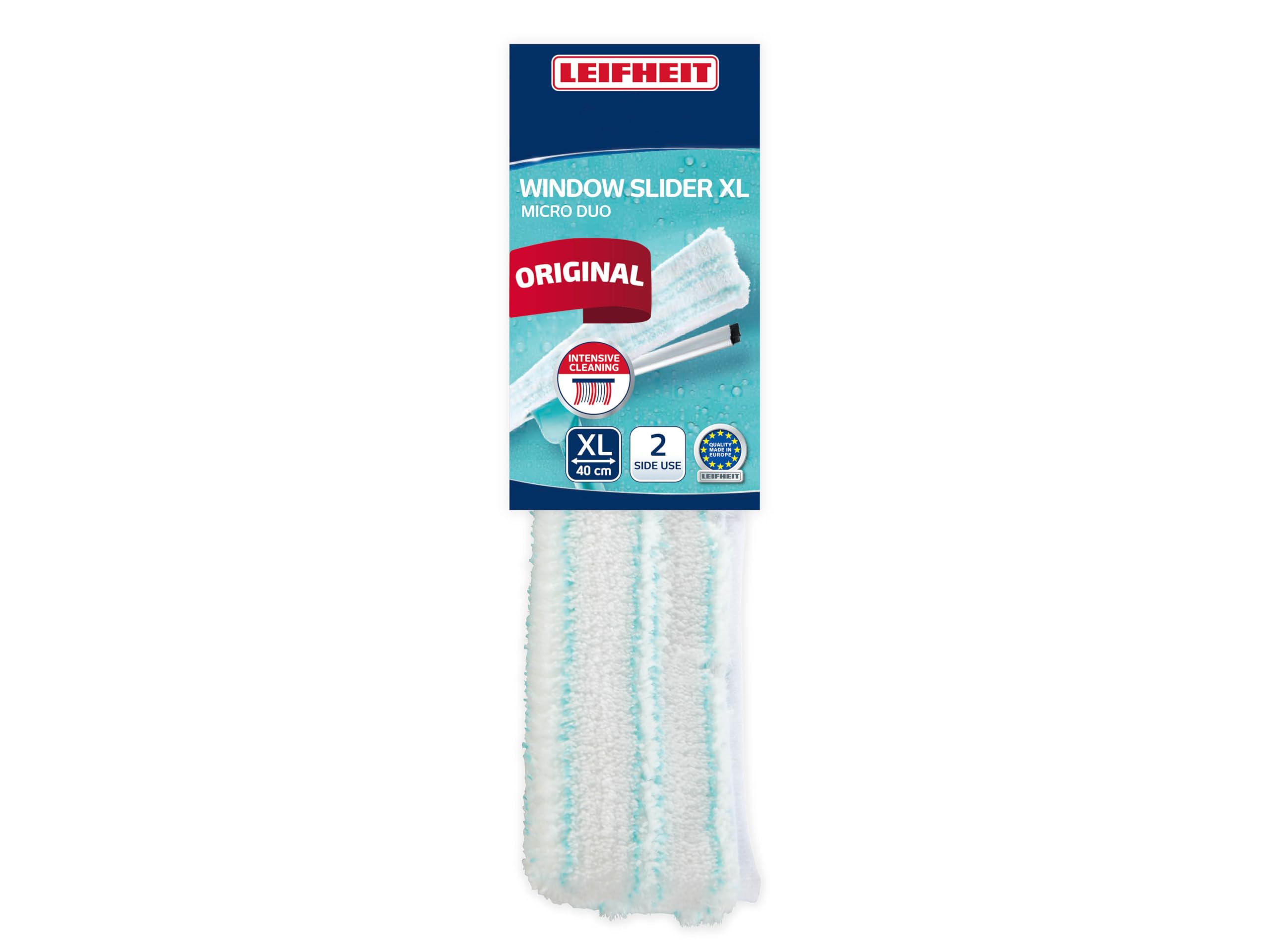 Leifheit Turquoise-White 40 Cm Cleaning Fleece For Powerslide. Fits 40 Cm Powerslide Squeegee. Microfibre Fleece For Effective Cleaning