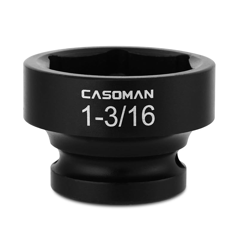 Soquete de impacto curto CASOMAN com encaixe de 12,7 mm (1/2 pol.), 6 pontos, medida 30,2 mm (1-3/16 pol.), CR-MO, modelo CS514, 1 peça