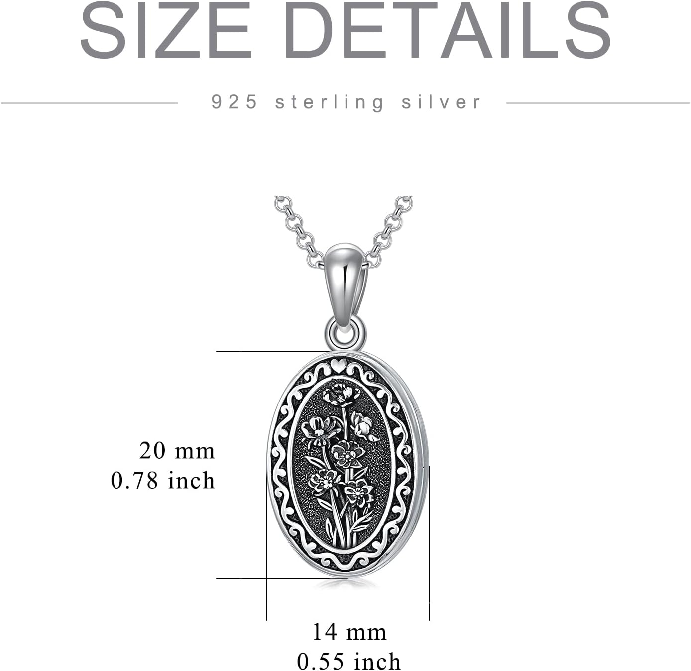 Birth Flower Photo Locket Necklace 925 Sterling Silver 12 Month Locket Necklace with Picture Birth Flower Photo Jewelry Gifts for Women Mother Mom Daughter - Image 6