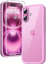 TAURI für iPhone 16 Hülle 6,1" mit Panzer Schutz Glas Folie, Schutz nach Militärstandard, [Anti-Vergilbung] Stoßfest Transparent Handyhülle - Rosa