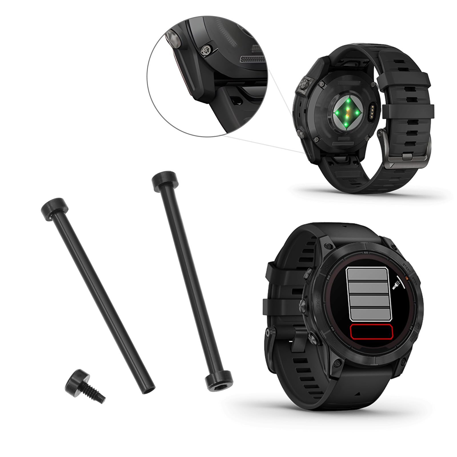 LT Easiyl 1Set Watch Band Lug Link Pins Repair Kit with 2x Metal Screw Rods 2x Screwdrivers Compatible with Garmin Fenix 7/7pro/6/6pro/5/5 Plus - Image 2