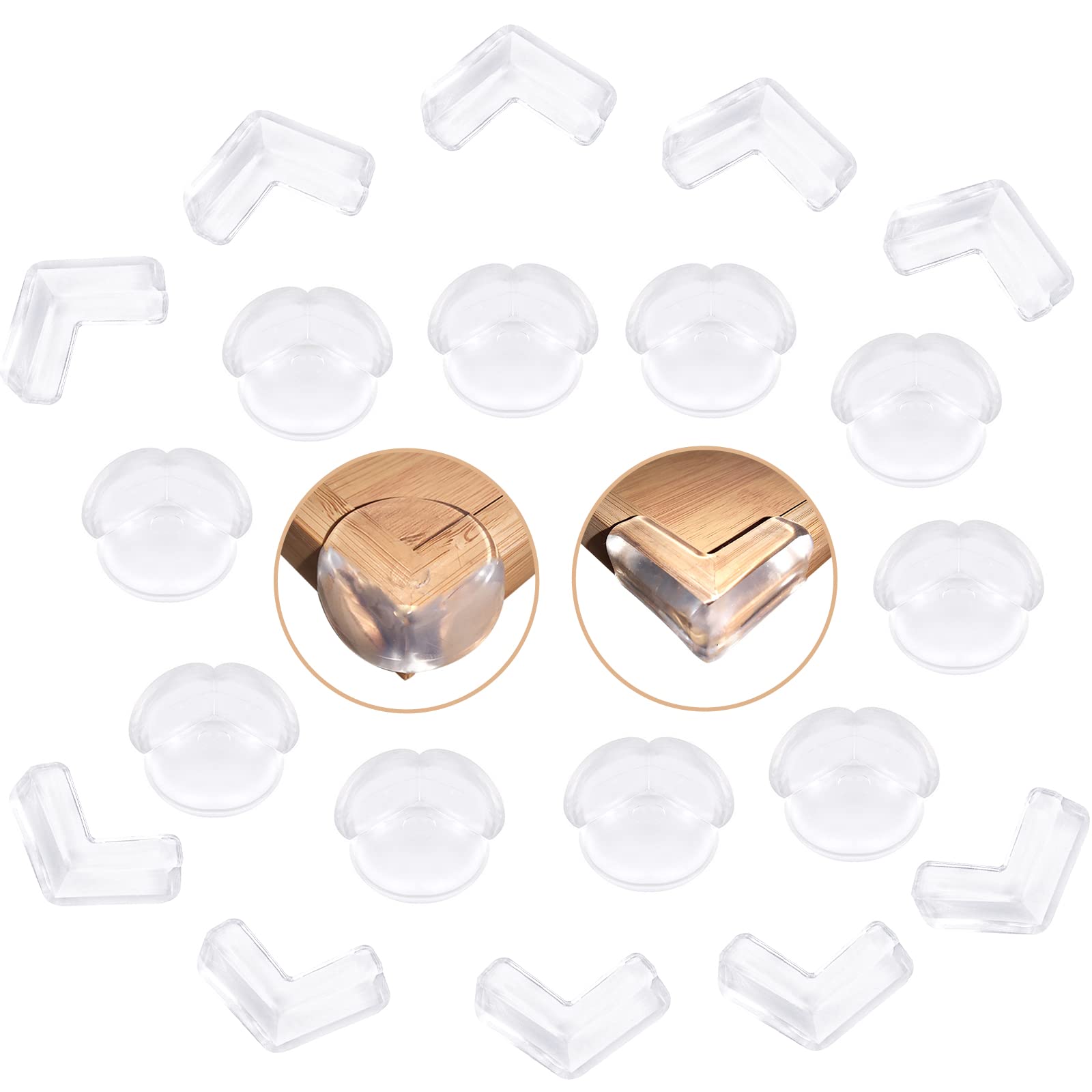 Moppro Corner Protectors for Baby (20Pack), Furniture Edge Safety Bumpers for Kids, Clear Table Corner Guards with Strong Adhesive Tape, 4x4 cm (SMT-MS0044-UK)