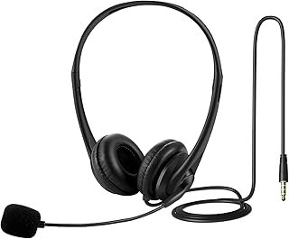 S SMAZINSTAR 3.5mm Jack In Headset for PC Laptop Tablet, The Headphones For Adult Kids Adjustable Noise Cancelling Business Office Computer Headsets for Skype Call Center, Chat, Gaming, Teaching