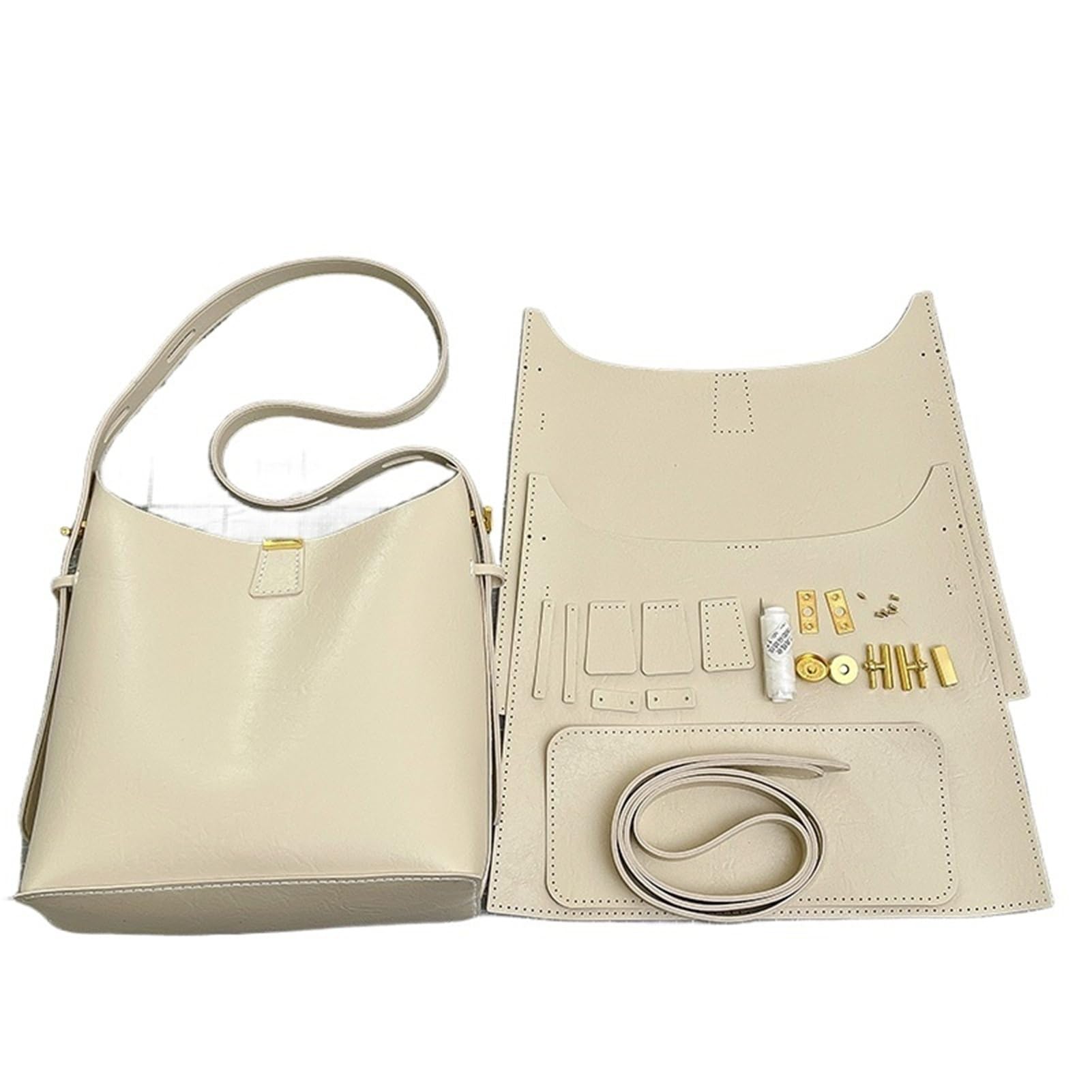 DIY Handmade Women's Bucket Tote Bag Kit Leather Sewing Craft Set