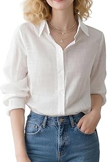viiotu Women's Linen Button Down Blouse,Long Sleeve Tops for Women, Casual Ladies Tops, V Neck Linen Shirt Women,Elegant L...