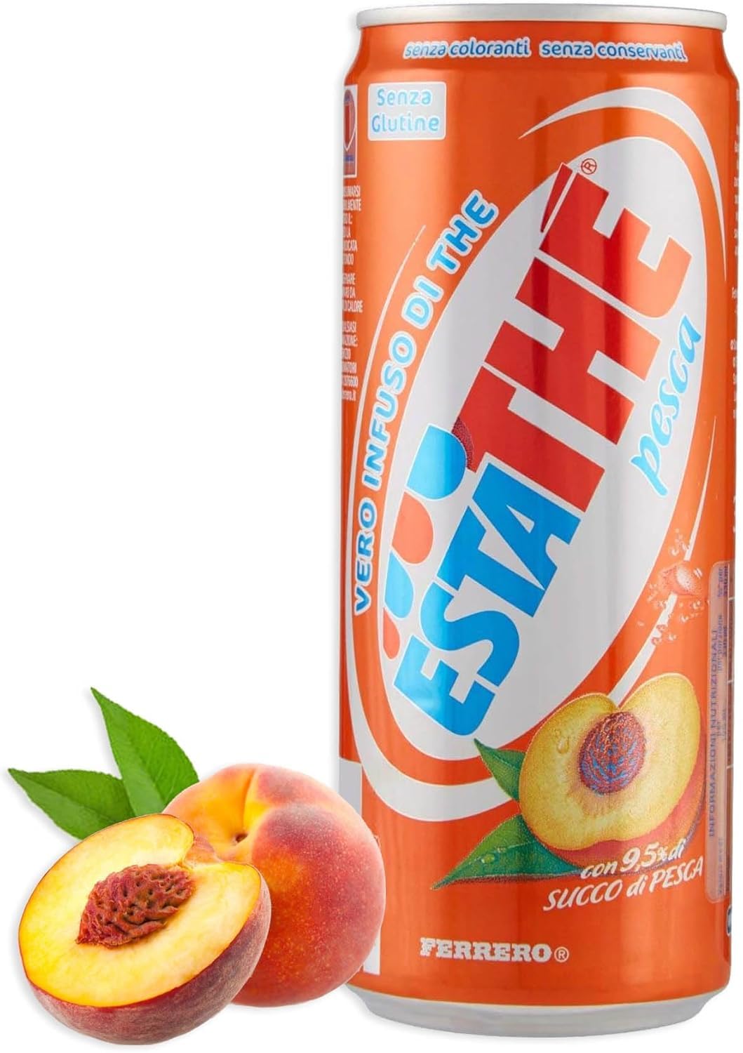 Italian Gourmet ESTATHÉ Pêche – Thé glacé italien en canette 33 cl, boisson au goût pêche, véritable infusion de thé, pack 24 x 33 cl (7,92 L) + Italian Gourmet Polpa