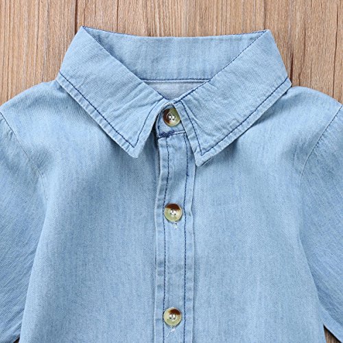 BiggerStore Fashion Kids Toddler Baby Girl Half/Long Sleeve Denim Tunic Jean Shirt Dress with Belt for Girl 1-5T4