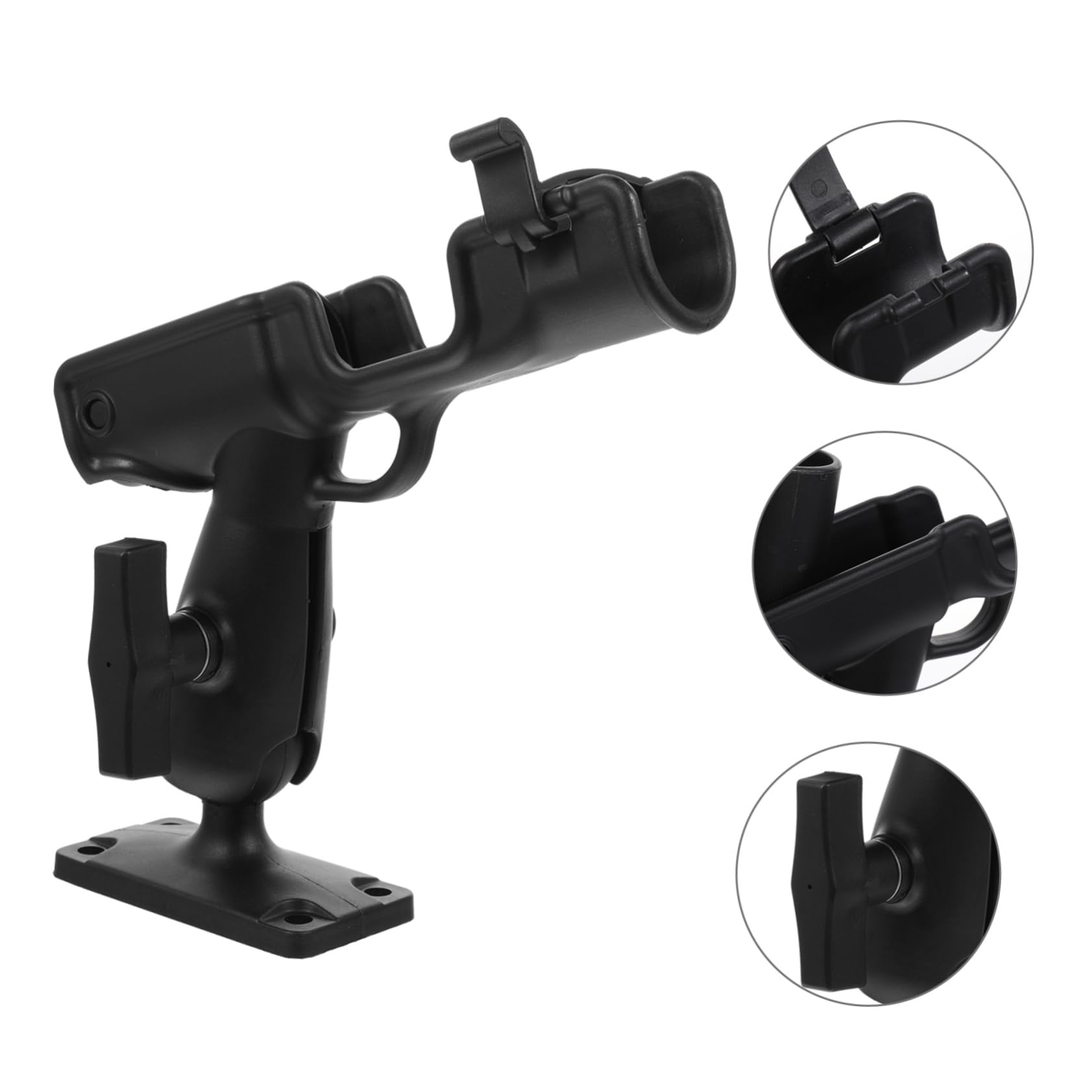 HANABASS Portacanne per Kayak in Nylon Nero Base Rotante a 360 Gradi, Supporto Stabile Anti-scivolo per Canne da Pesca, per Attività di Pesca in Kayak