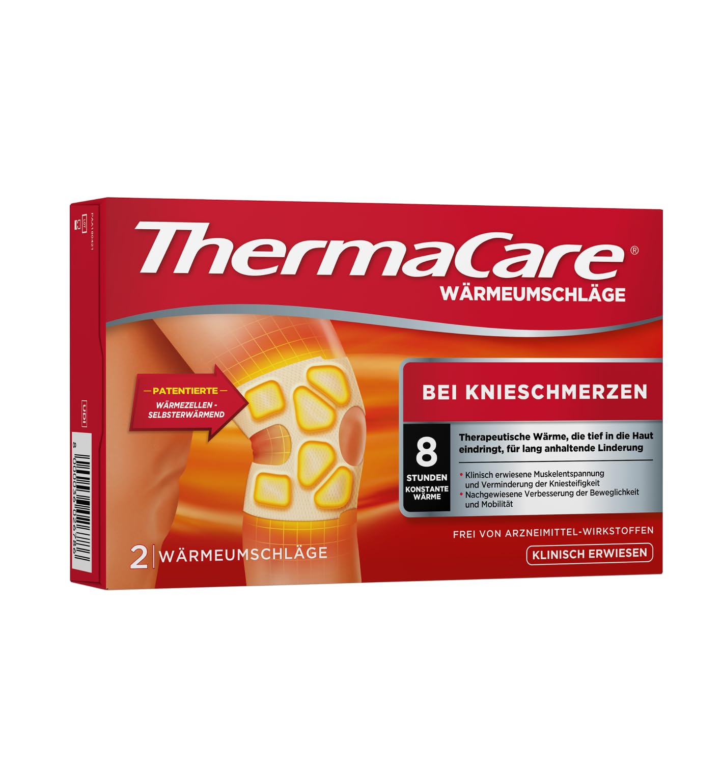 ThermaCare bei Knieschmerzen, 2 Stück, ThermaCare Knie-Pflaster gegen Osteoarthrose & Verspannungen, Originalware von Angelini Pharma Deutschland