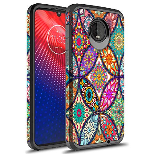 Rosebono Compatible with Motorola Moto Z4 / Z4 Play Case, Slim Hybrid Dual Layer Shockproof Graphic Colorful Cover Armor Case for Motorola Moto Z Play 4th Generation (Colorful Mandala)