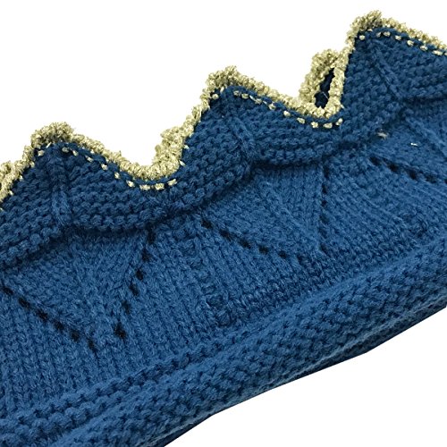 Bowbear Little Prince & Princess Crochet Knitted Birthday Party Crown Beanie Cap, Sky Blue3