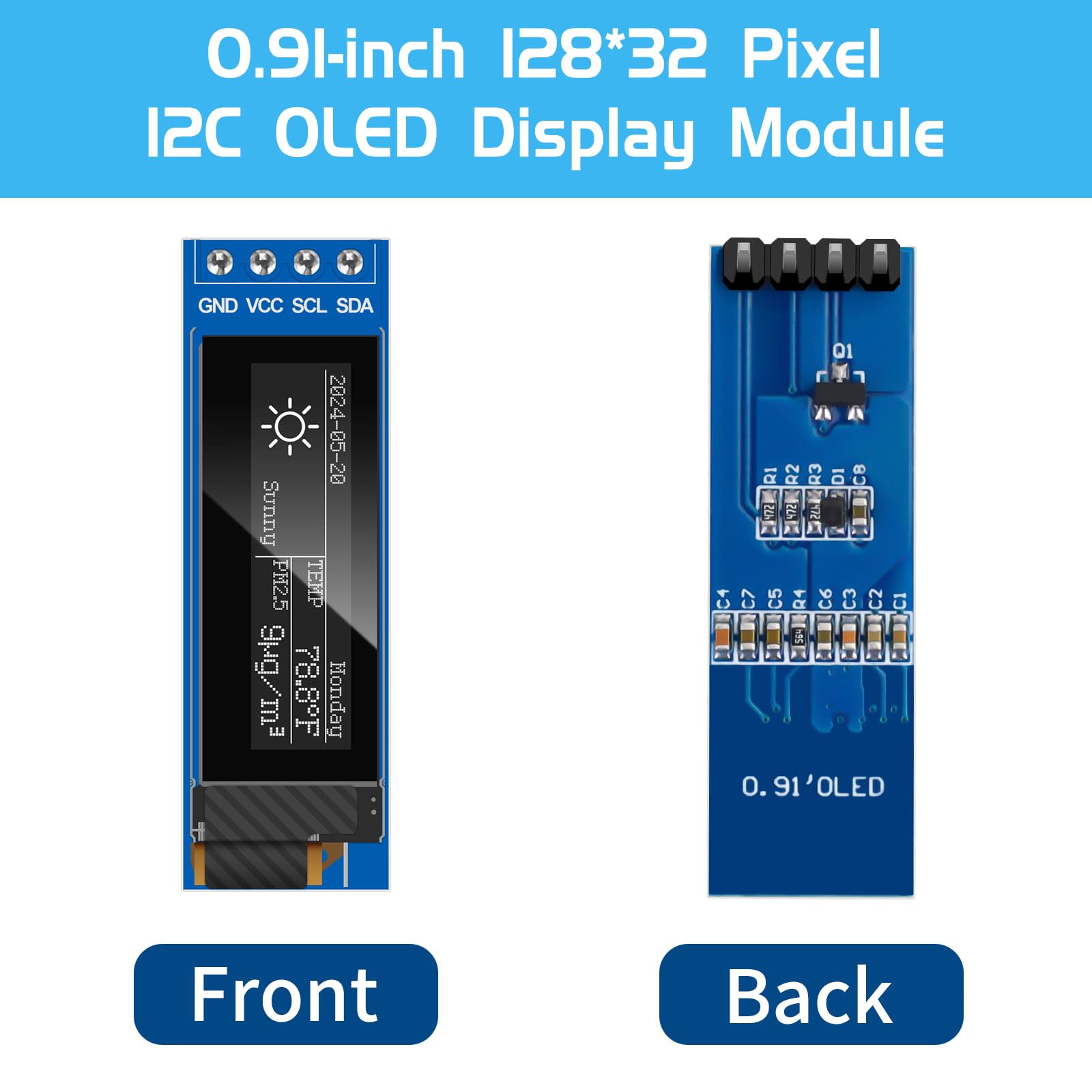 Waveshare 1.32 inch OLED displaymodule, 128×96 resolutie, 16