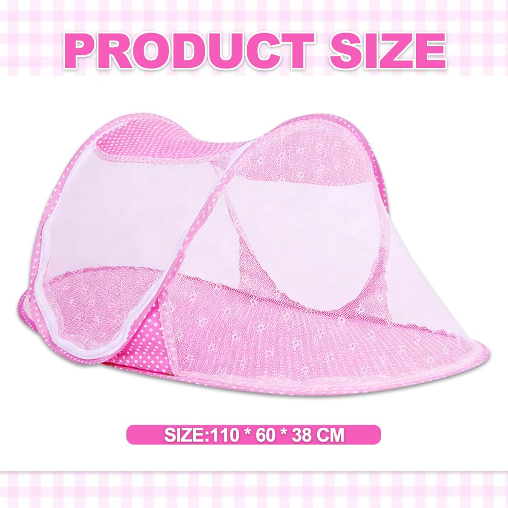 Moustiquaire Pliable, Moustiquaire de Voyage Pop Up avec Fermeture Éclair Répulsif Anti-Moustiques à 360° Tente Moustiquaires sans Installation pour Voyage, Camping, Dortoir, Maison, Pink