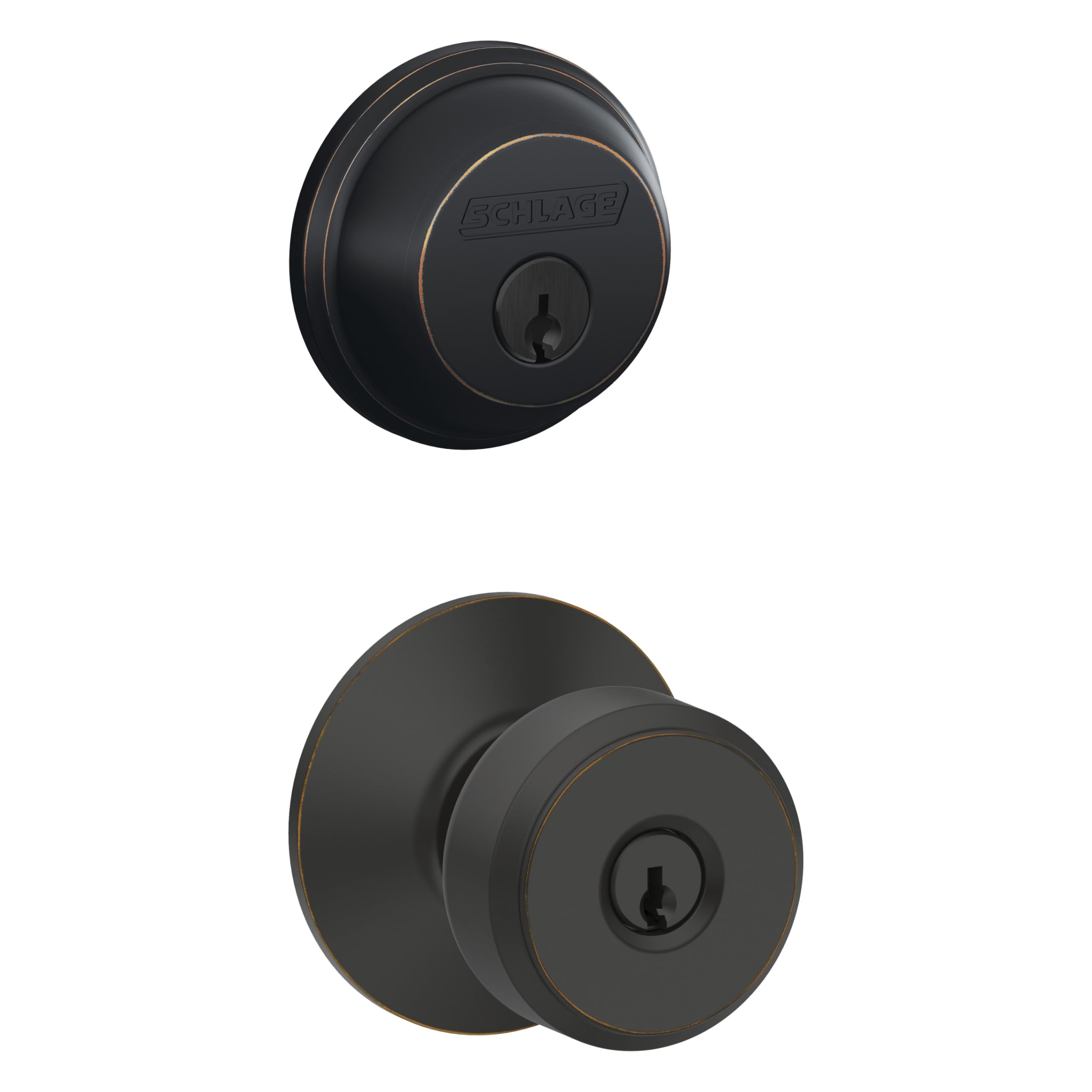 Schlage Aged Bronze Door Knob & Deadbolt Set -1