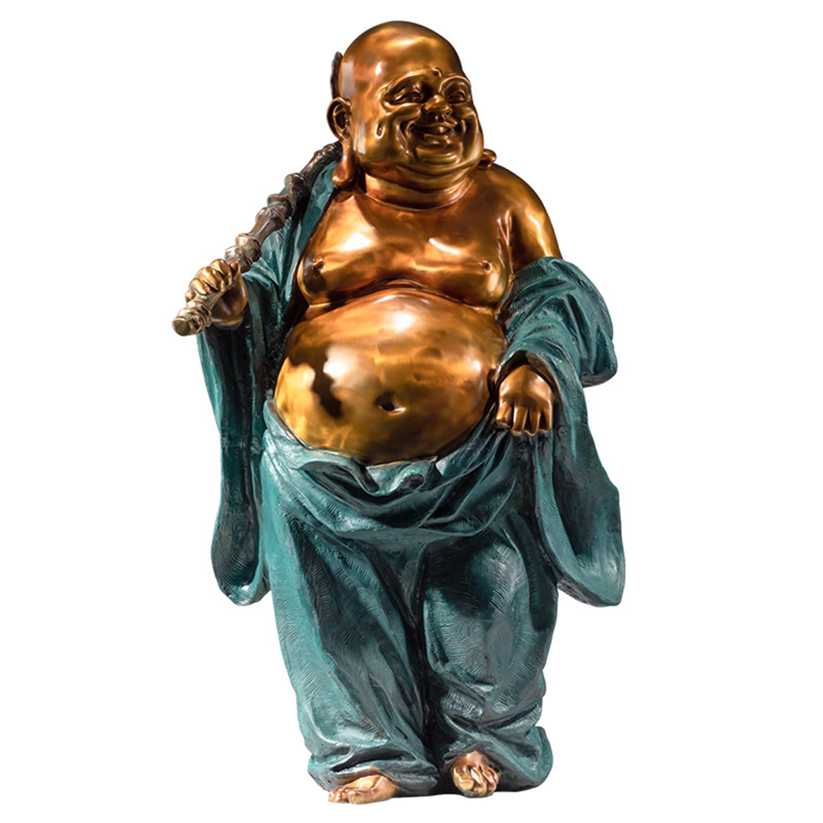 Hhhxkkuu Handcrafted Colored Copper Brass Laughing Buddha Statue