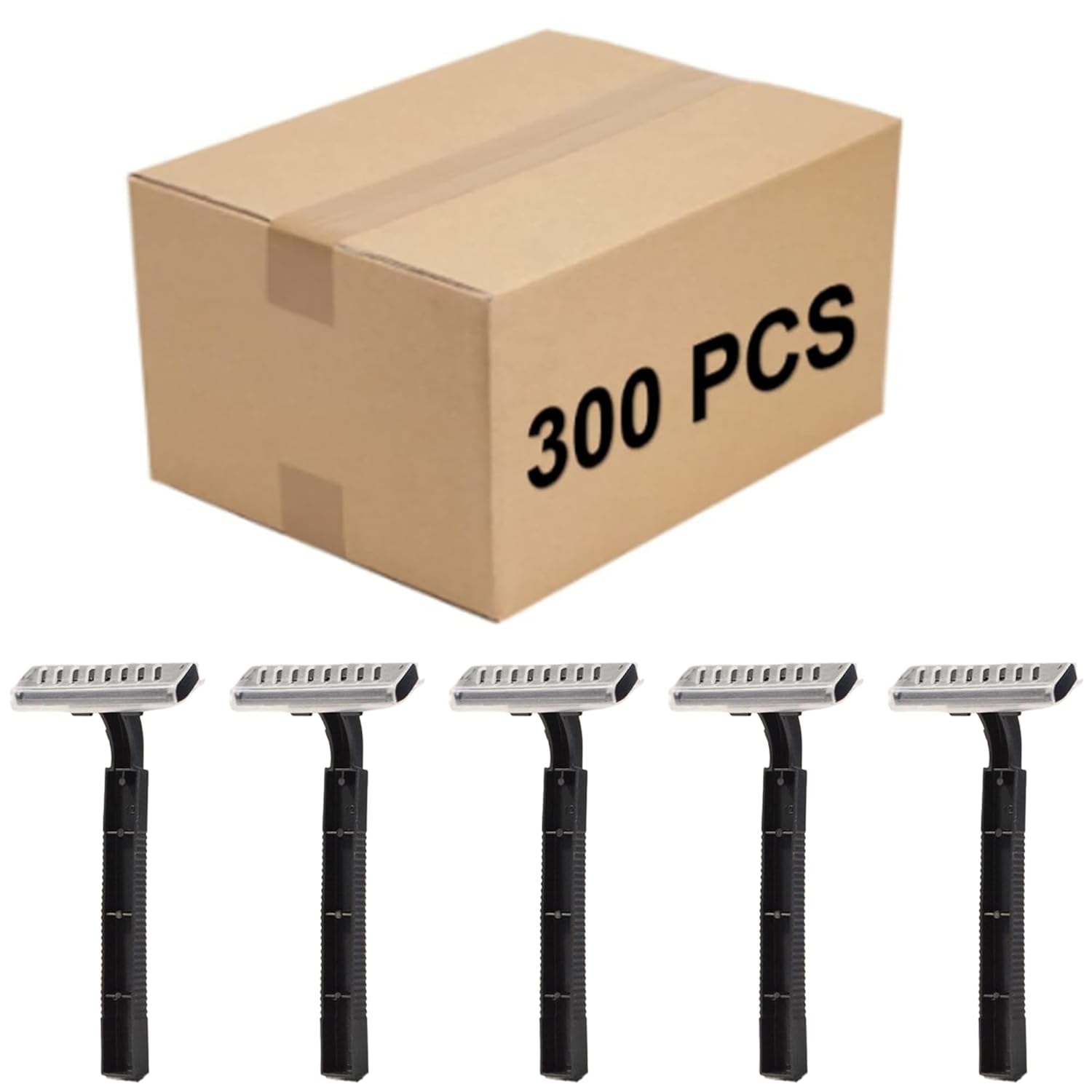 Disposable Razors Bulk for Men Women: 300 Pcs Stainless Steel Twin Blade Disposable Razors with Clear Safety Cap Wrapped, Portable Shaving Razor for Hotel Travel Camping Charity Apartment