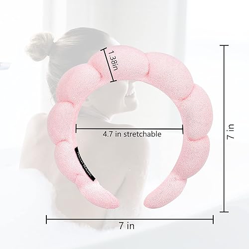Miniatura 4 de Diadema de esponja de spa para lavar la cara paquete de 2 diademas de maquillaje para mujeres y niñas para lavar spa yoga deportes ducha toalla de