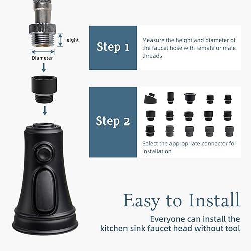 Miniatura 5 de Cabezal rociador universal extraíble con 3 modos para grifo de cocina, grifo de fregadero de cocina, boquilla rociadora aireadora, reemplazo de