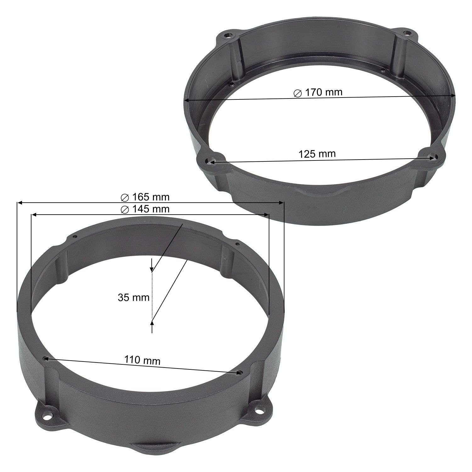 tomzz Audio 2802-000 Anelli per altoparlanti staffe adattatore compatibile con Alfa Romeo Fiat Lancia 147 159 Lancia Y Croma Idea varie posizioni di montaggio per 165 millimetri altoparlanti DIN