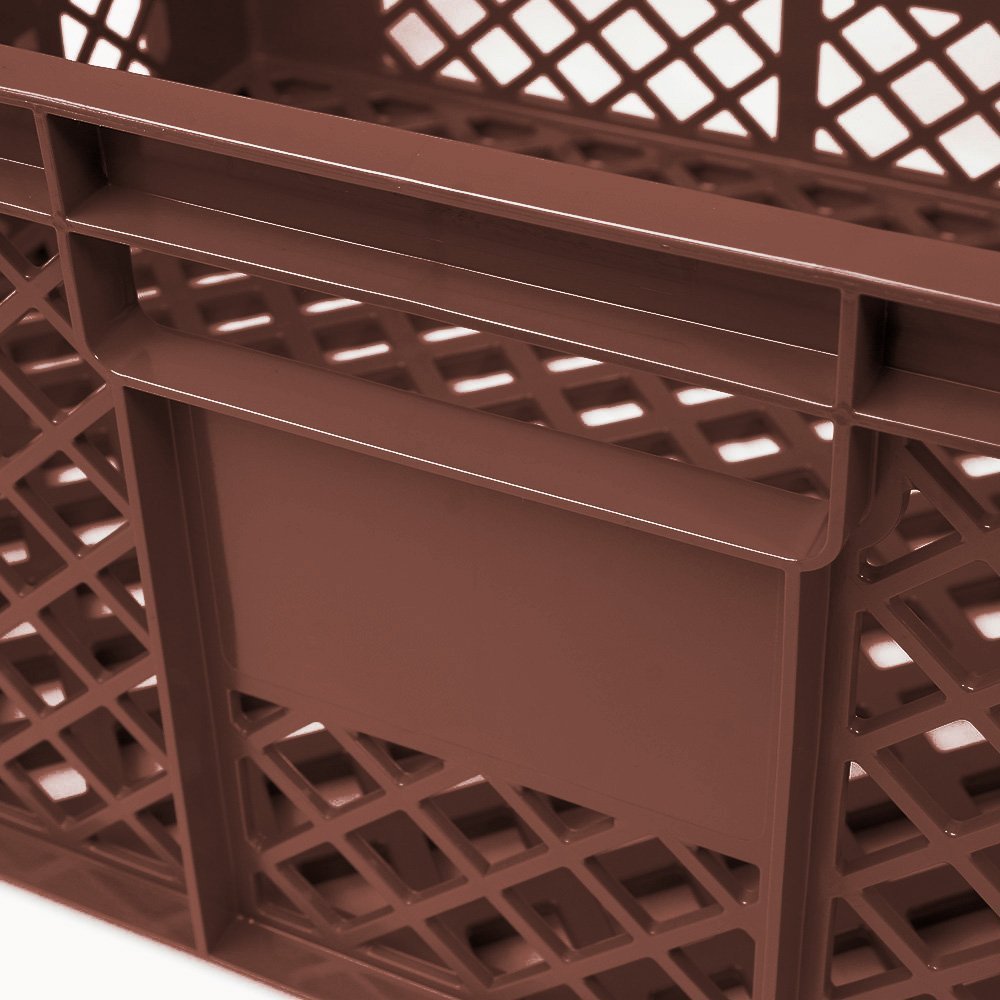 Juego de 6 cestas perforadas y apilables, calidad industrial, aptas para alimentos, 600 x 400 x 240 mm, color marrón