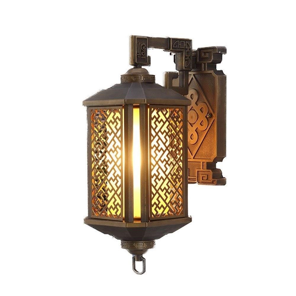HYJAUSXB Wall Lamps Sconces Chinese Style Antique Lamp Villa Terrace Balcony Door Light E27 Outdoor Waterproof Garden Sconce Aluminum Lantern for Exterior Patio Porch Loft Restaurant