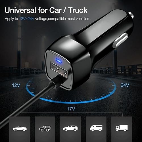 BoxWave Cargador de coche compatible con Samsung Galaxy Tab A 10.1 2019 LTE - Cargador de coche Plus, cargador de coche puerto USB extra con cable