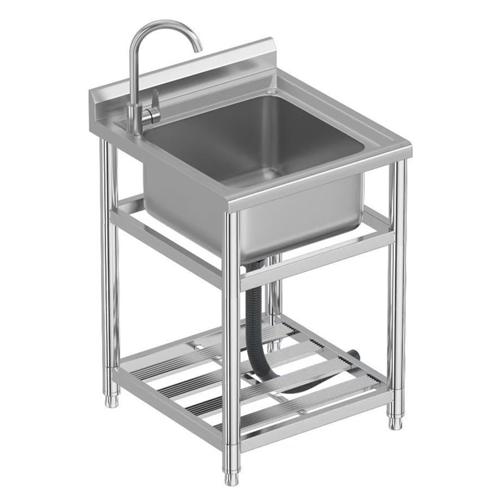 YNIYUJKL Freestanding Stainless Steel Sink, Kitchen Sink Single Bowl Stainless Steel With Accessories, Prep & Utility Washing Hand Basin For Laundry