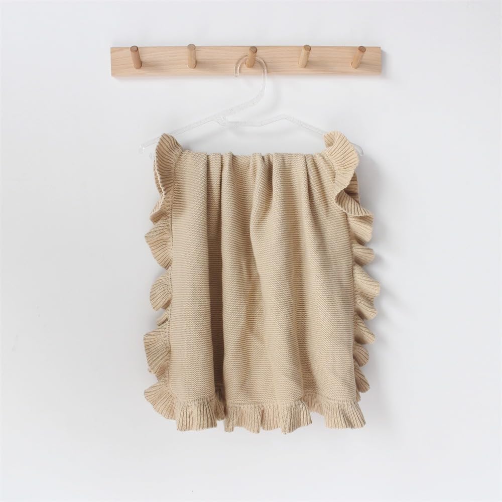 Baby Blanket Knit Toddler Blankets for Boys and Girls, Soft Warm Breathable Baby Blanket for Crib, Stroller, Nursery, Travel, Newborn, 30x38 Inches (Khaki)