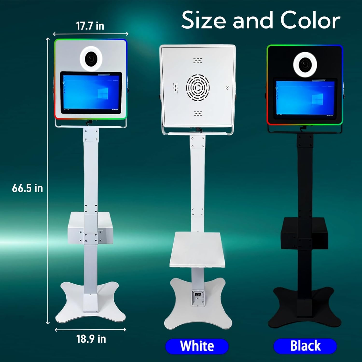 Portable 15.6 Inch DSLR Photo Booth Machine Touch Screen Camera Photobooth with RGB Light Ideal for Weddings,Parties,Celebrations,and Events Rental (White, Photo Booth)