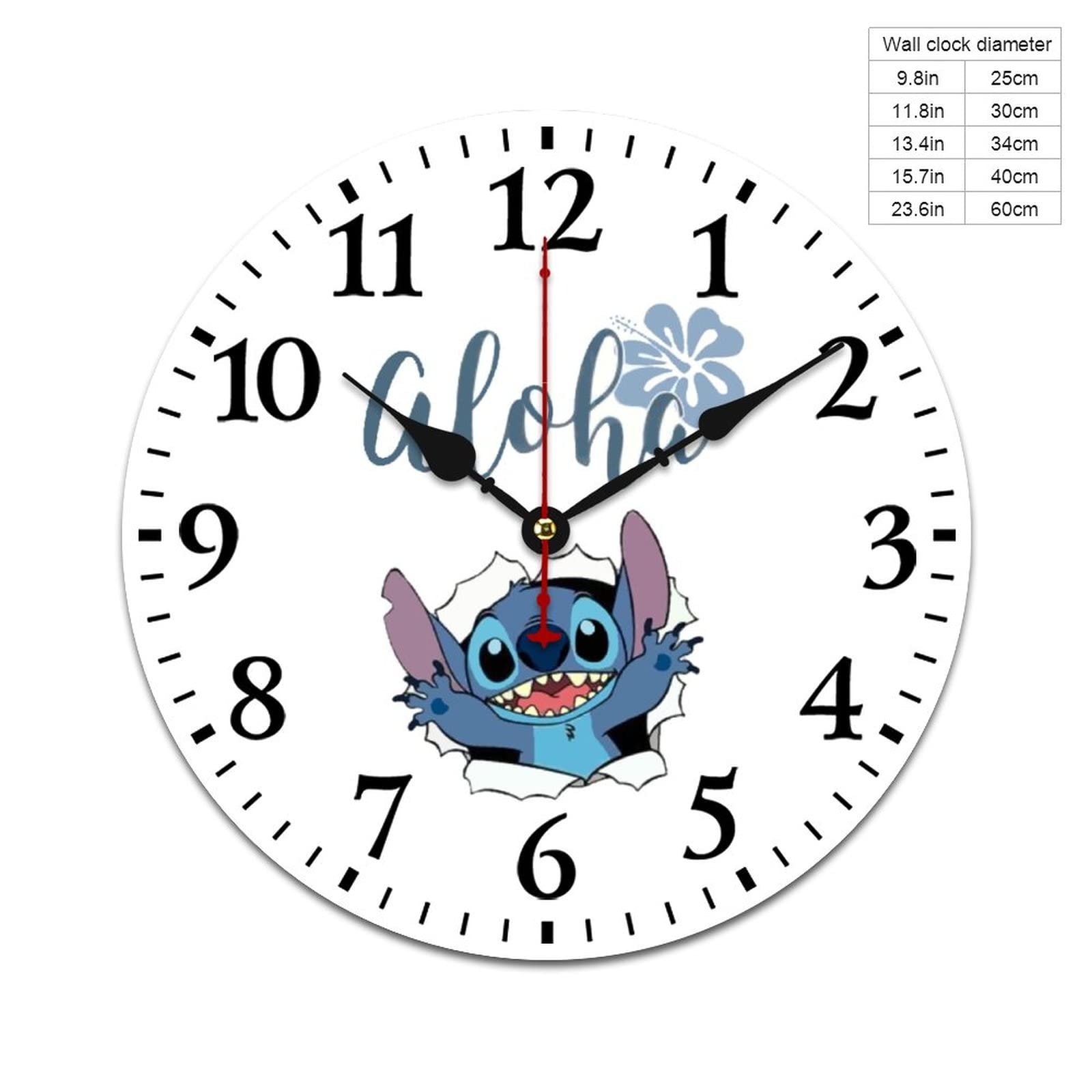 Amazon.co.jp: スティッチ 掛け時計 木製壁掛け時計 静音 連続秒針