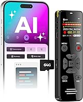 YIVIDA L359 AI Voice Recorder: Transcribe, Summarize & Mind Maps via App - 64GB HD Noise Reduction for Meetings & Lectures