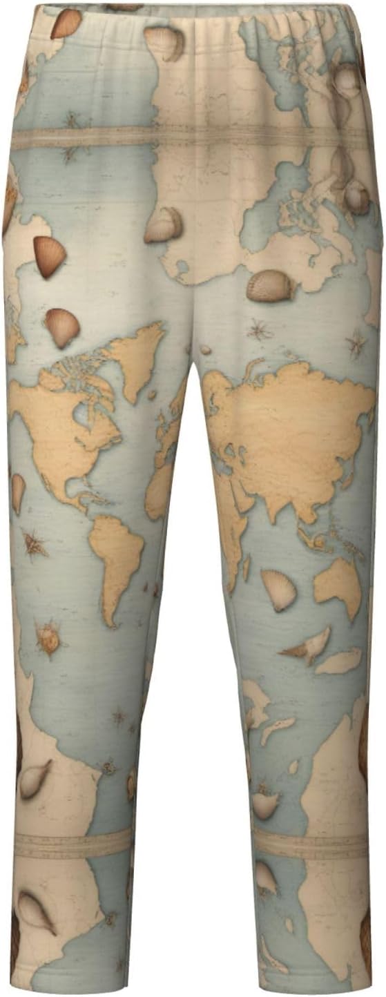 Sea Shell Print Comfortable Pajama Pants,Teenagers Pajama Pants,For Both Lounging At Home And Outings
