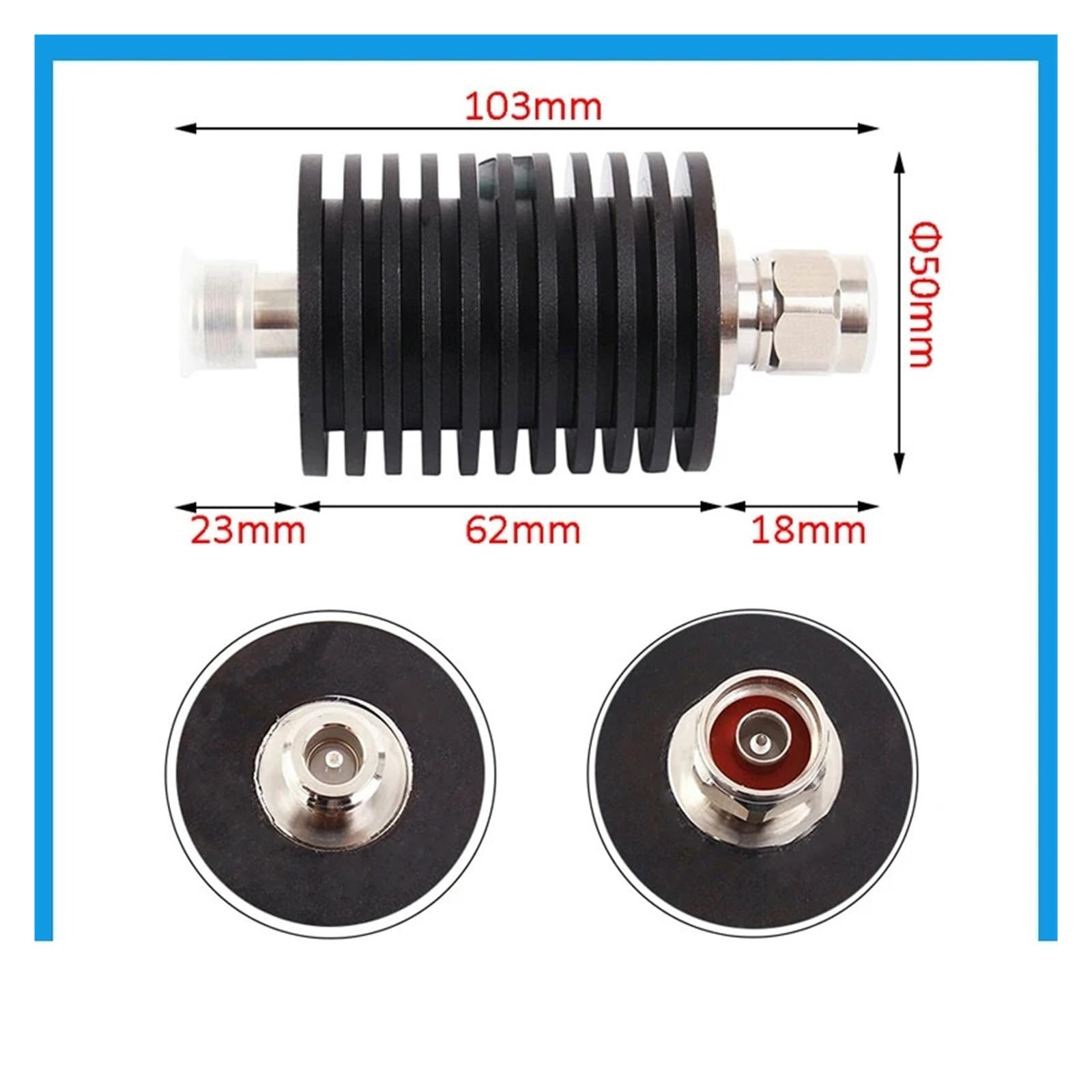 Conector Fijo RF, atenuador coaxial Macho a Hembra Tipo N de 50 W, CC-3/4 GHz 1 db, 2 db, 3 db, 5 db, 6 db, 10 db, 15 db, 20 db, 30 db, 40 db, 50 db(50db 3G)