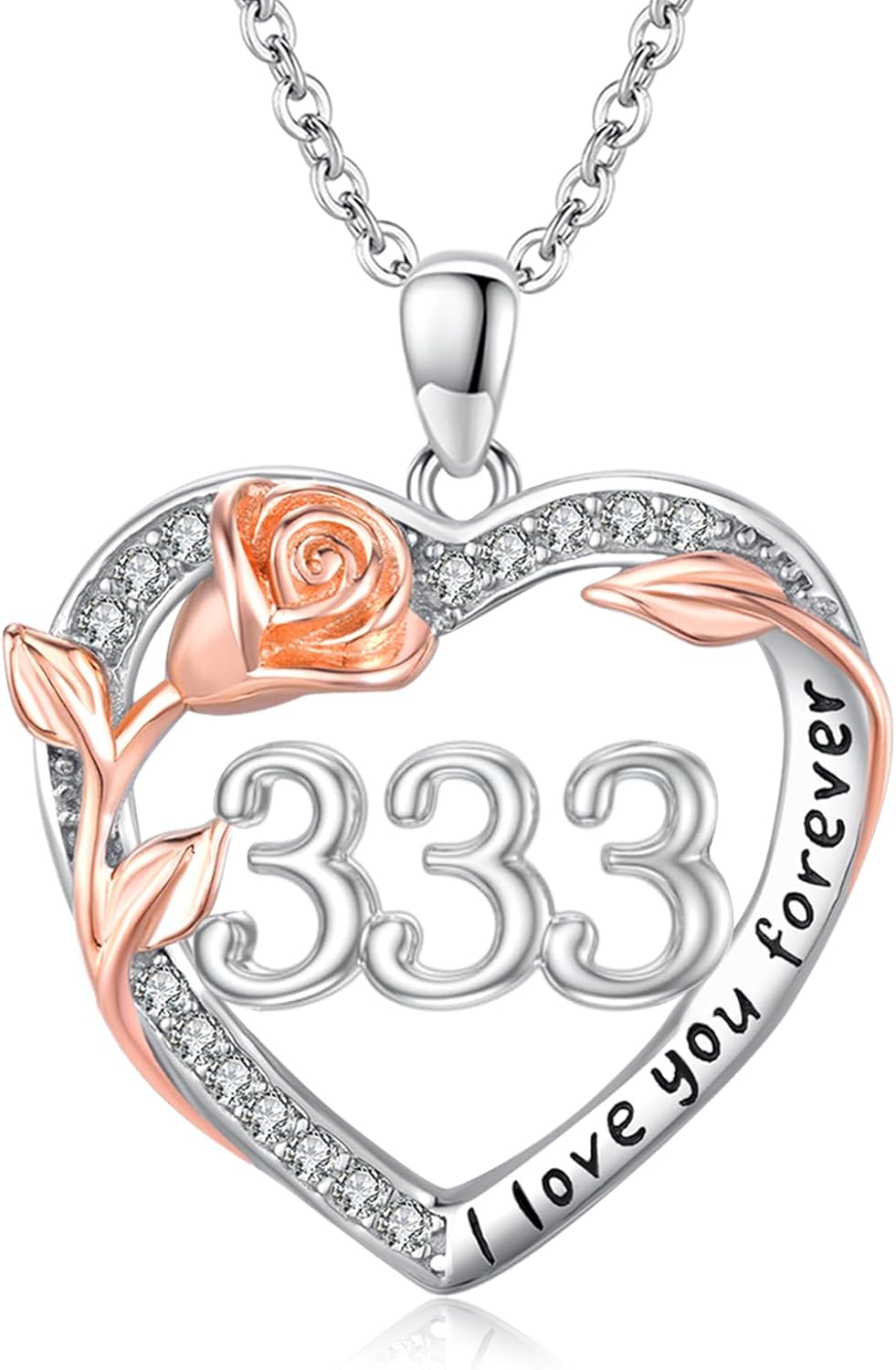 Number Necklace Women 925 Rose Angel Birthday Christmas Gift