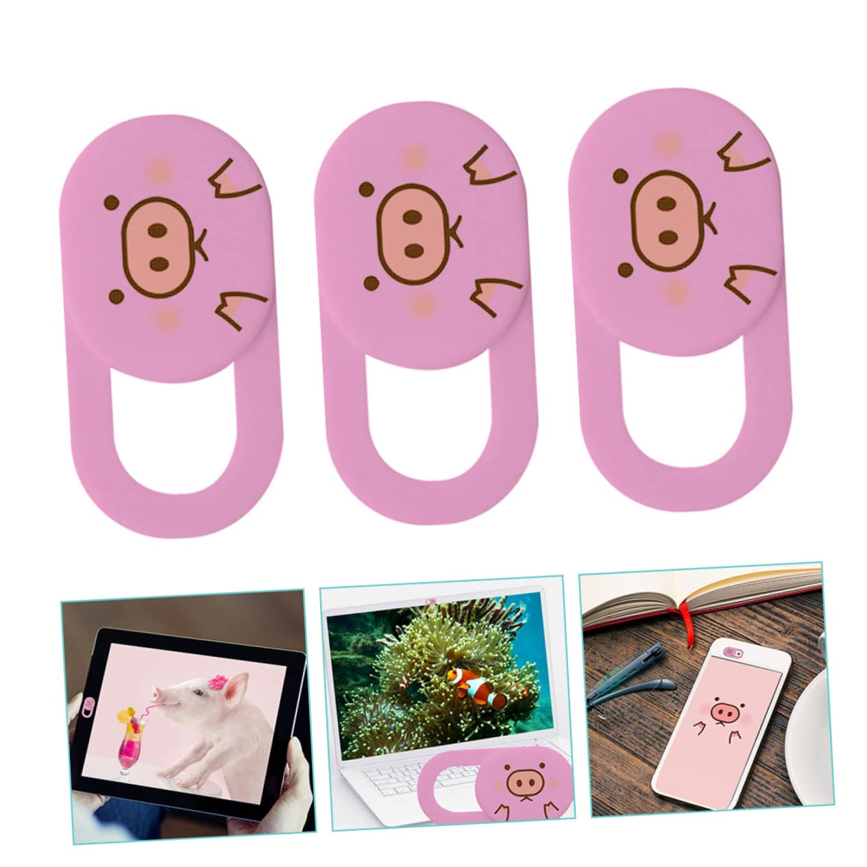 Cubierta Protectora Deslizante de Cámara Web Abs Rosa 3 Piezas | Portátil y Móvil, Ultrafina, Fácil de Aplicar y Retirar, Paquete de 3 Unidades